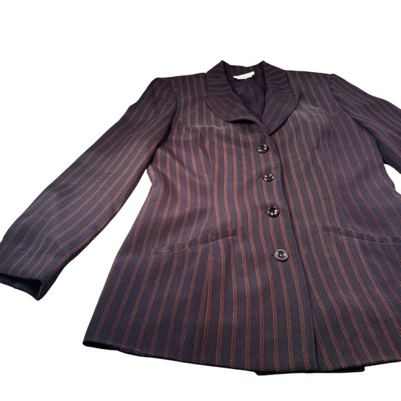 Due Per Due Pinstriped Silk Suit Single Breasted Jacket Womens Blazer - Picture 5 of 16